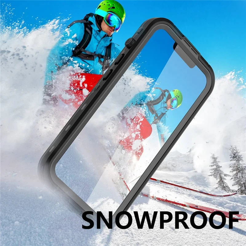 REDPEPPER Dot+ Series for iPhone 14 Plus IP68 Waterproof Clear Back Case Drop-proof Dust-proof Cover Compatible with Magsafe Charger - Black