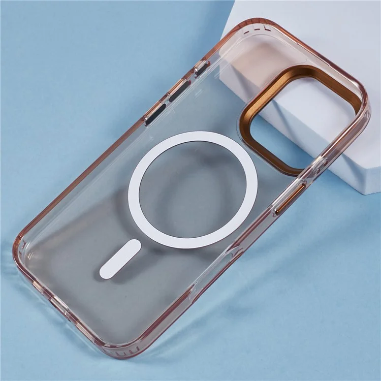 Чехол для iPhone 16 Pro Max, совместимый с MagSafe, из ТПУ + ПК, с декором из страз - прозрачное золото