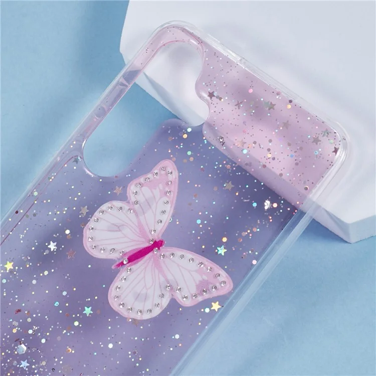 Custodia per Samsung Galaxy S25+ in epoxy PVC con farfalla TPU estetica - Rosa
