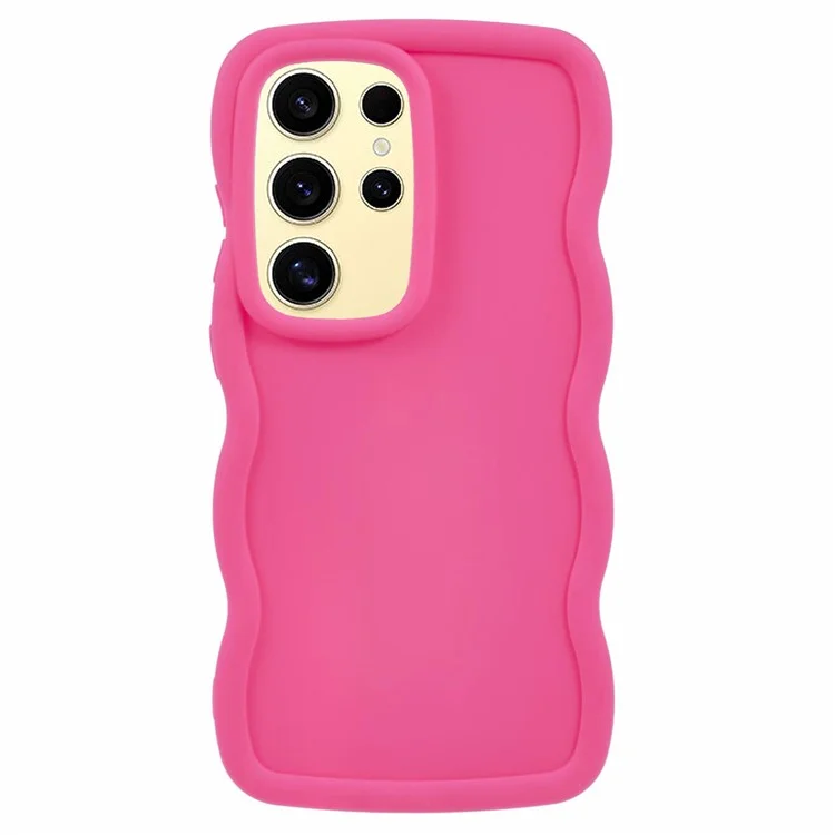Coque de protection TPU pour Samsung Galaxy S25 Ultra, cadre à vagues bouclées uniques - Rose