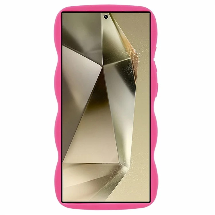Coque de protection TPU pour Samsung Galaxy S25 Ultra, cadre à vagues bouclées uniques - Rose