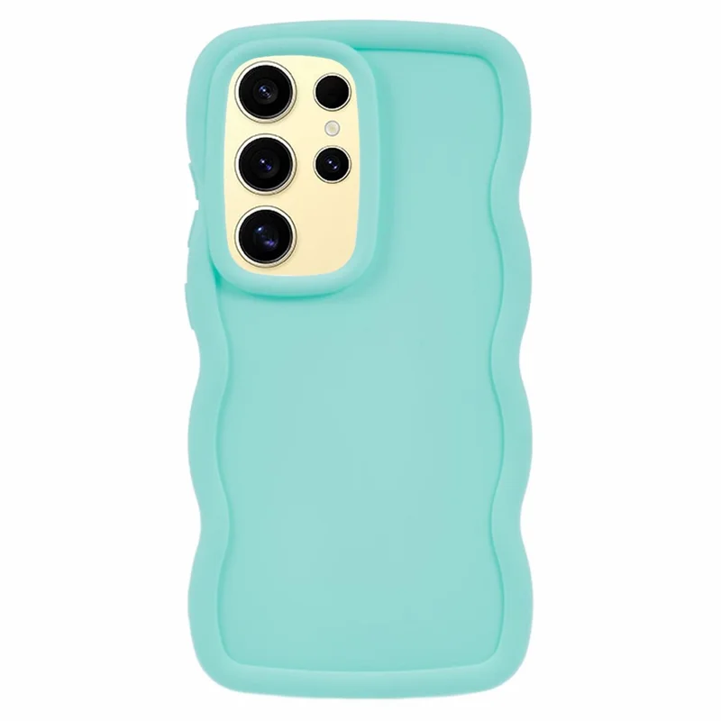For Samsung Galaxy S25 Ultra Case TPU Protective Phone Cover Unique Curly Wave Frame - Light Green