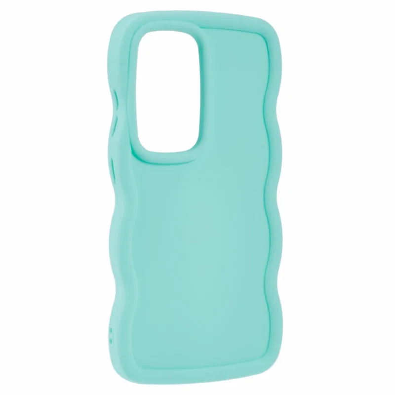 For Samsung Galaxy S25 Ultra Case TPU Protective Phone Cover Unique Curly Wave Frame - Light Green