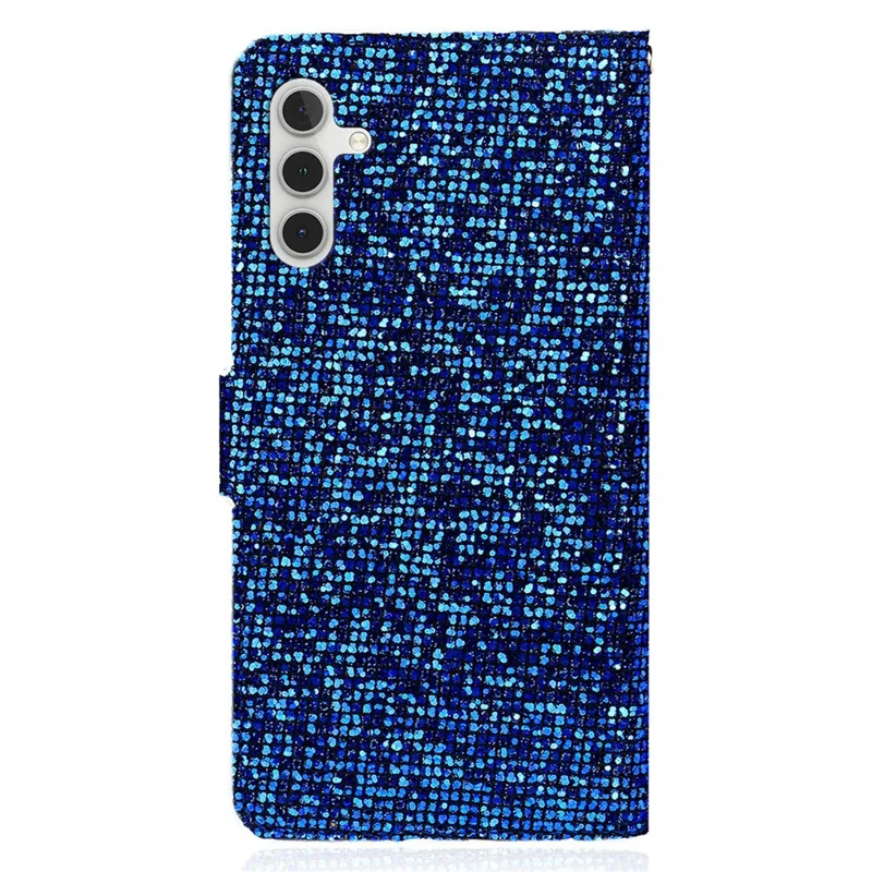 For Samsung Galaxy S23 FE Case PU Leather Wallet Card Slots Glitter Phone Cover - Blue