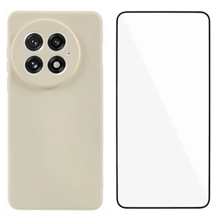 Funda para OnePlus 13 de la serie RB2 de WANLONFENG, de TPU suave con protector de pantalla - Blanco