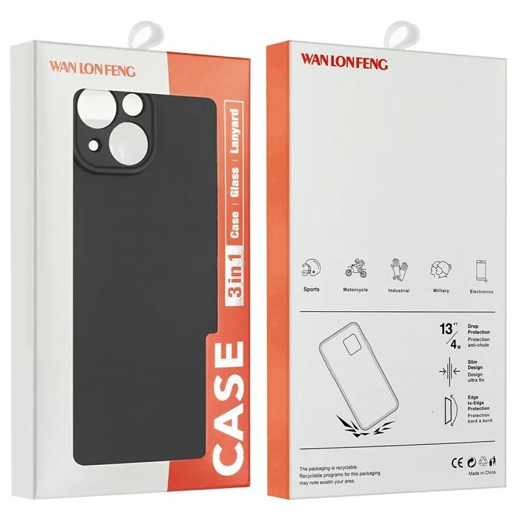 Funda para OnePlus 13 de la serie RB2 de WANLONFENG, de TPU suave con protector de pantalla - Blanco