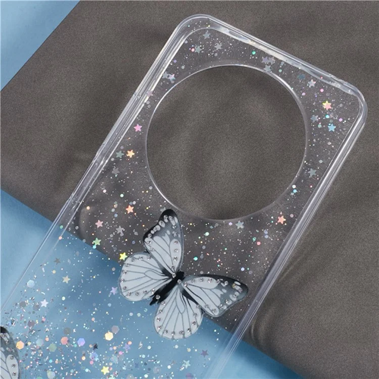 WANLONFENG AW-Serie TPU-Hülle für Xiaomi Poco C75 4G / Redmi 14R 5G / 14C 4G PVC-Schmetterling-Epoxid mit Bildschirmfolie - Weiß