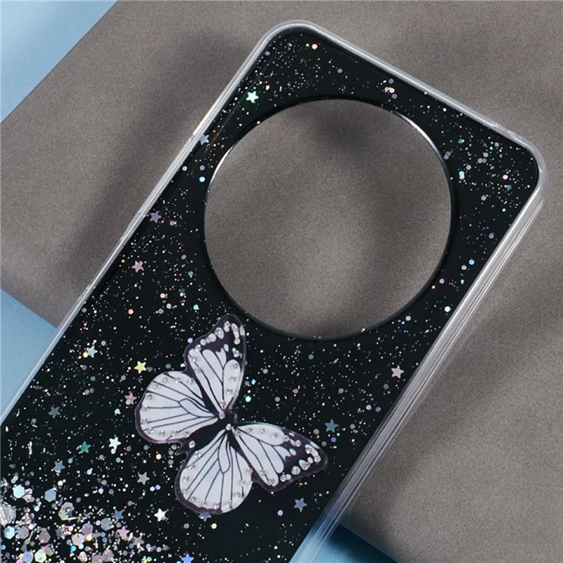 WANLONFENG AW-Serie TPU-Hülle für Xiaomi Poco C75 4G / Redmi 14R 5G / 14C 4G PVC-Schmetterling-Epoxid mit Displayfolie - Schwarz