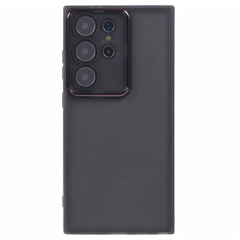 WANLONFENG DKSM-Serie für Samsung Galaxy S25 Ultra TPU-Hülle mit verchromtem Rahmen und Hartglasschutz - Transparent Schwarz