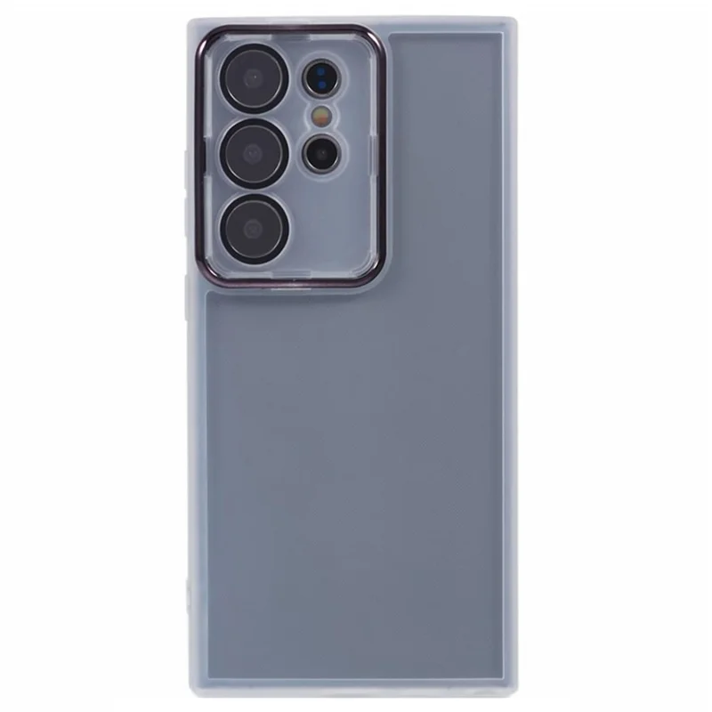 WANLONFENG DKSM Series for Samsung Galaxy S25 Ultra TPU Case Electroplated Frame with Tempered Glass -  Transparent White