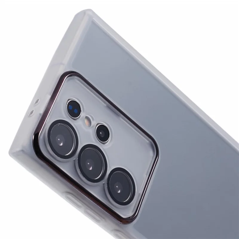 WANLONFENG DKSM Series for Samsung Galaxy S25 Ultra TPU Case Electroplated Frame with Tempered Glass -  Transparent White