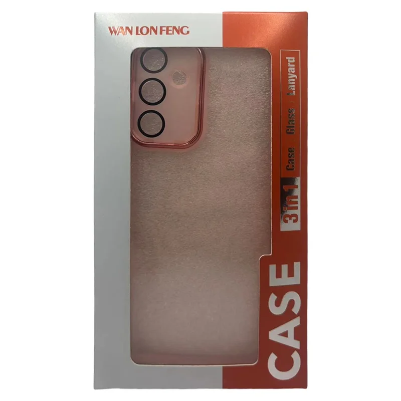 WANLONFENG DKSM Series for Samsung Galaxy S25 Ultra TPU Case Electroplated Frame with Tempered Glass -  Transparent White