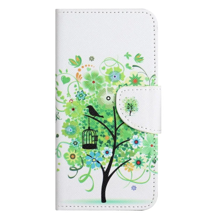 Per Motorola Moto E22i 4G / Moto E22 4G Custodia Portafoglio per Telefono con Motivo a Texture a Croce Stampa PU Pelle Custodia Flip Protettiva con Supporto - Verde Albero