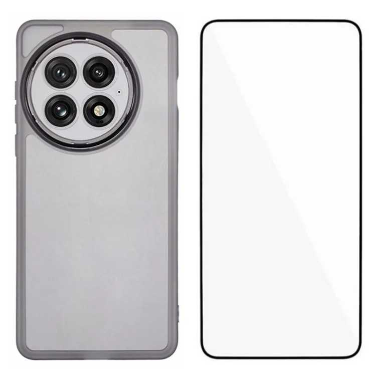 Étui WANLONFENG DKSM Series pour OnePlus 13 en TPU avec cadre électroplaqué et verre trempé - Noir transparent