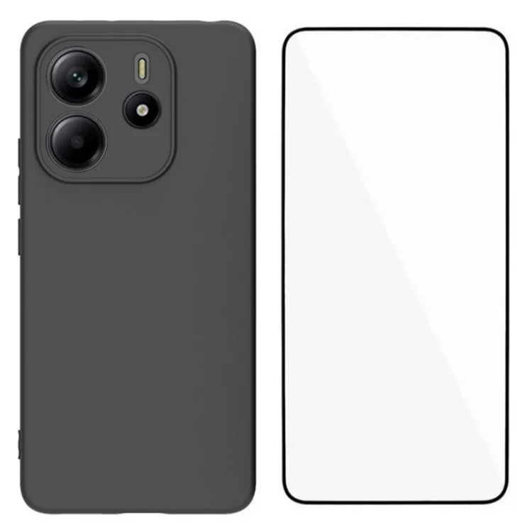 Capa de TPU com vidro temperado da série MS da WANLONFENG para o Xiaomi Redmi Note 14 4G, com acabamento fosco na parte traseira.