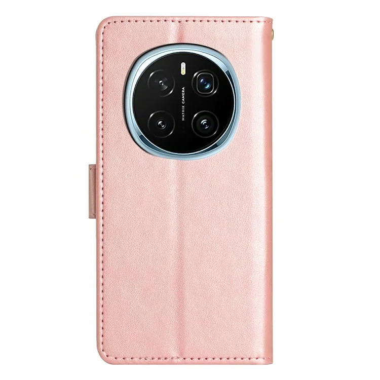 Funda para Honor Magic7 Pro 5G de piel sintética con tapa y correa - Oro rosa