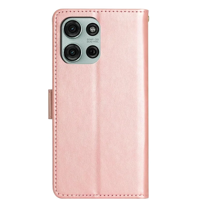 Custodia in pelle PU per Motorola Moto G75 5G con tracolla - Oro rosa