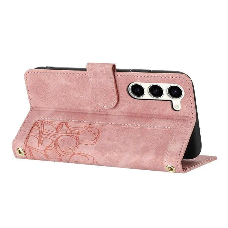 Étui pour Samsung Galaxy S23 en cuir tulipe avec 5 emplacements pour cartes - Rose
