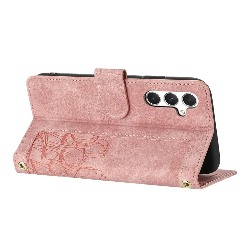 Capa de couro com slots para 5 cartões carteira para Samsung Galaxy S23 FE - Rosa
