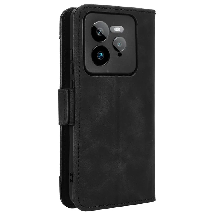 Кожаный чехол-бумажник для Realme GT 7 Pro 5G с несколькими слотами для карт - чёрный