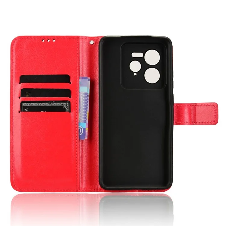 For Realme GT 7 Pro 5G Case Crazy Horse Texture PU Leather Phone Wallet Cover - Red