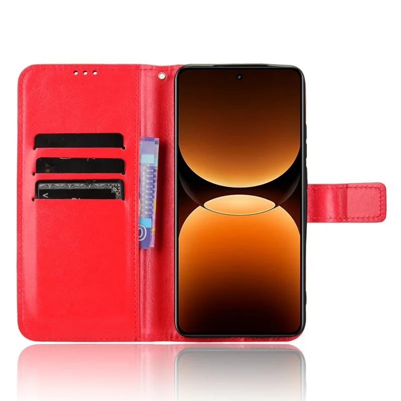 For Realme GT 7 Pro 5G Case Crazy Horse Texture PU Leather Phone Wallet Cover - Red