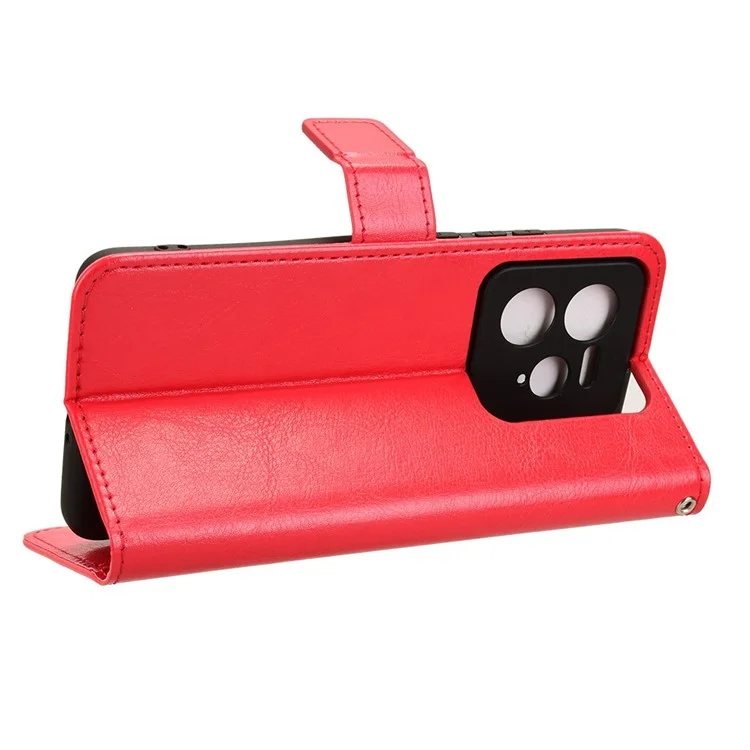 For Realme GT 7 Pro 5G Case Crazy Horse Texture PU Leather Phone Wallet Cover - Red