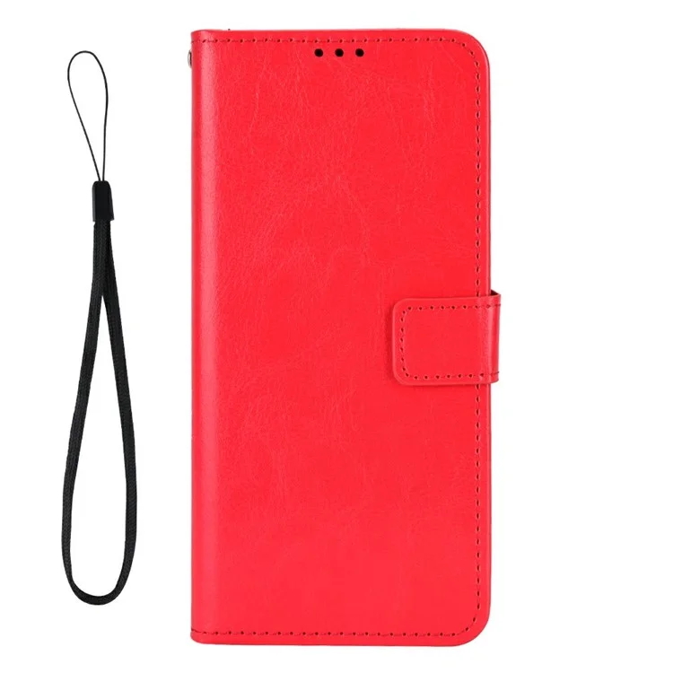 For Realme GT 7 Pro 5G Case Crazy Horse Texture PU Leather Phone Wallet Cover - Red