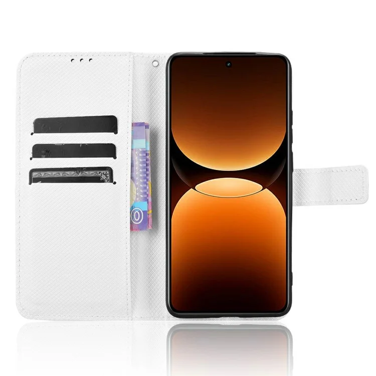 Для Realme GT 7 Pro 5G чехол из искусственной кожи с текстурой алмаза, чехол-бумажник - белый