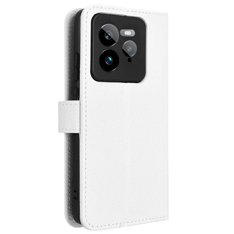 Для Realme GT 7 Pro 5G чехол из искусственной кожи с текстурой алмаза, чехол-бумажник - белый
