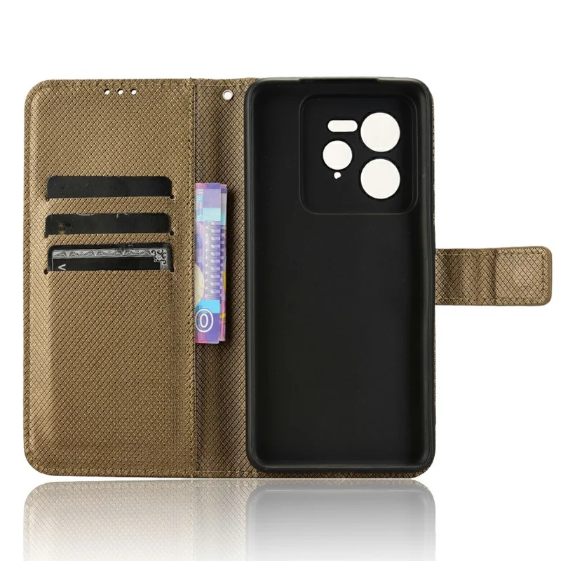 For Realme GT 7 Pro 5G Case PU Leather Diamond Texture Wallet Phone Cover - Brown