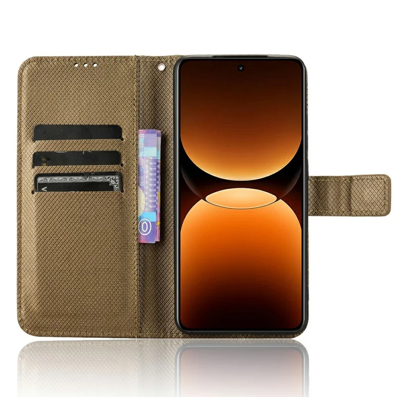 For Realme GT 7 Pro 5G Case PU Leather Diamond Texture Wallet Phone Cover - Brown