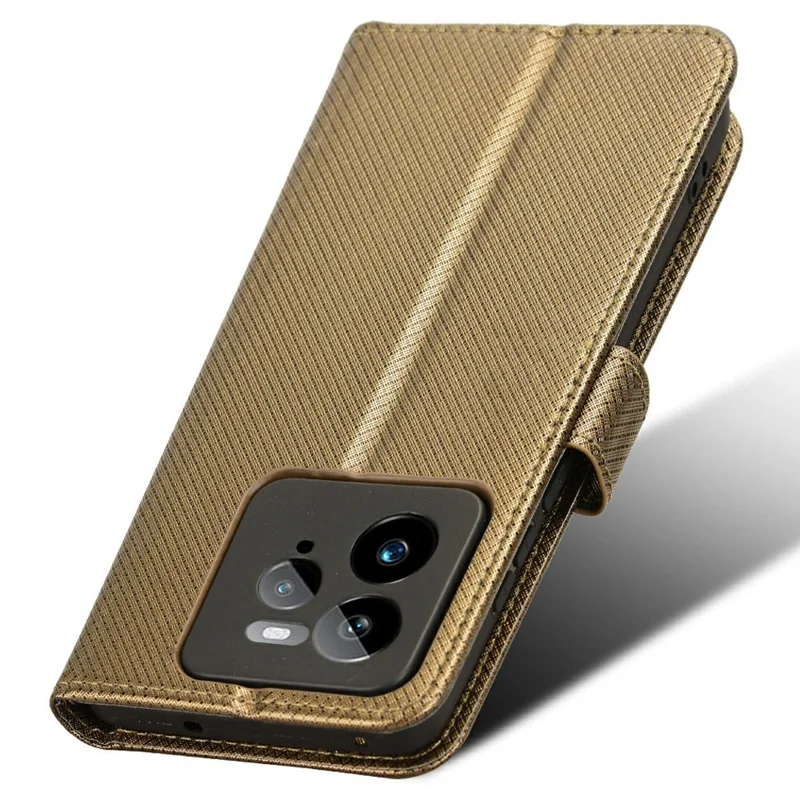 For Realme GT 7 Pro 5G Case PU Leather Diamond Texture Wallet Phone Cover - Brown