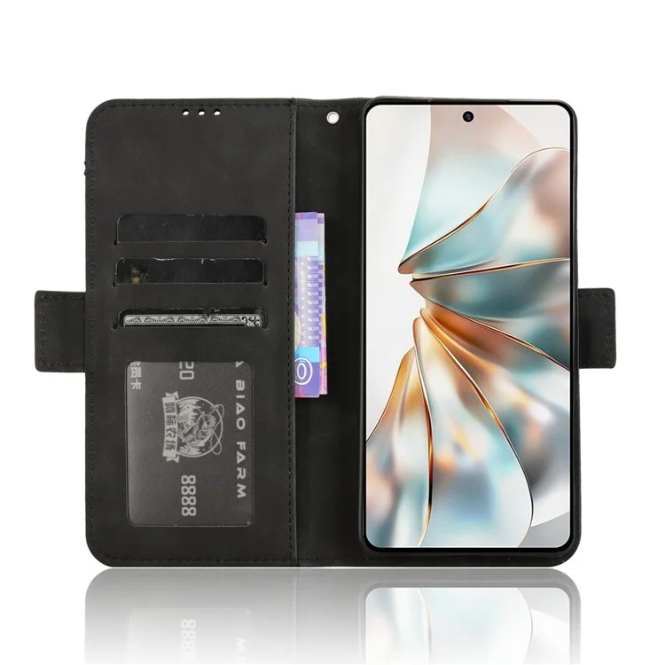 Für ZTE nubia Z60S Pro 5G Lederetui Handyhülle mit mehreren Kartenfächern - Schwarz