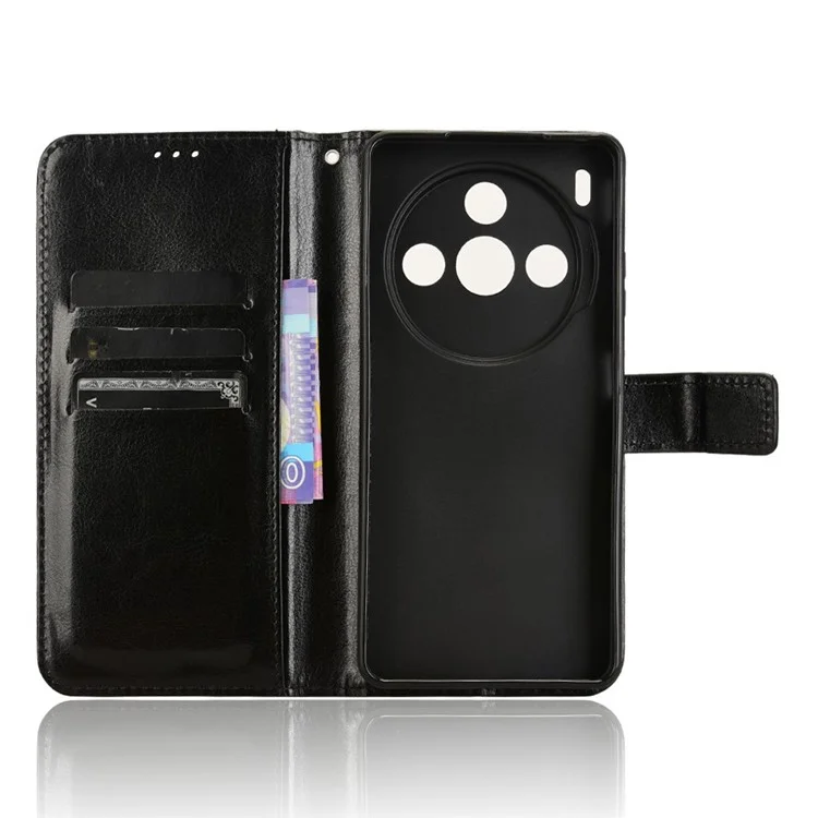 Funda para ZTE nubia Z60S Pro 5G con textura de caballo loco de piel de PU, tapa de billetera para teléfono - Negro