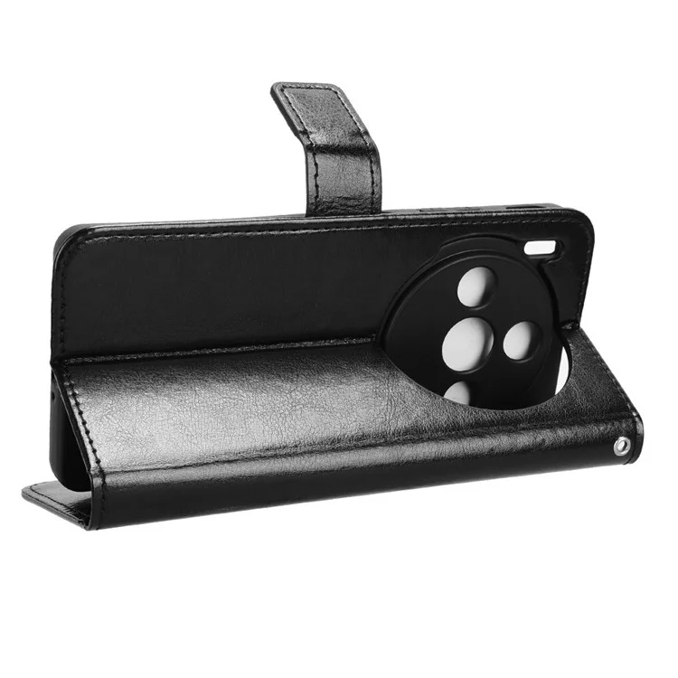 Funda para ZTE nubia Z60S Pro 5G con textura de caballo loco de piel de PU, tapa de billetera para teléfono - Negro
