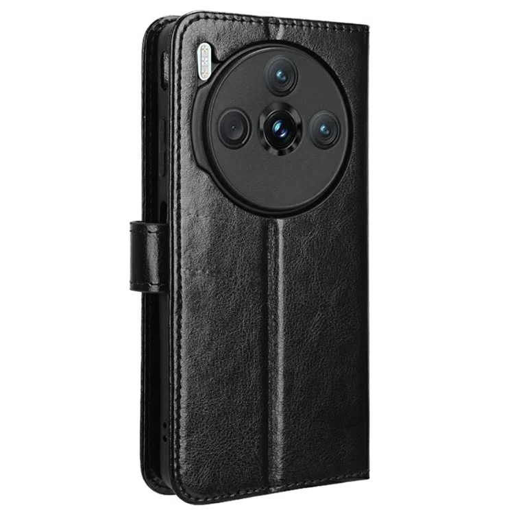 Funda para ZTE nubia Z60S Pro 5G con textura de caballo loco de piel de PU, tapa de billetera para teléfono - Negro