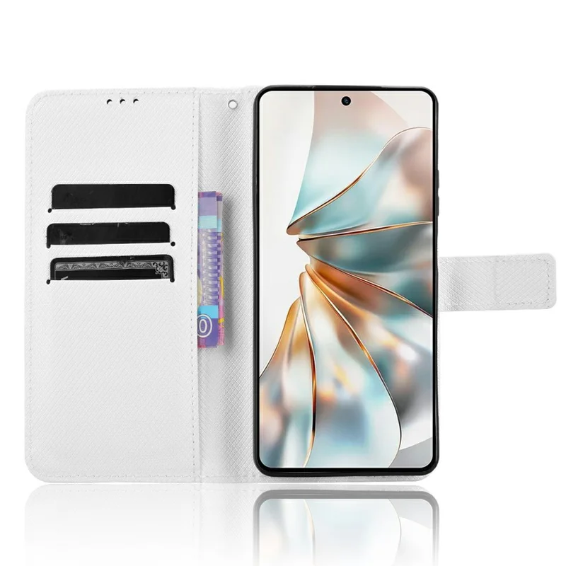 For ZTE nubia Z60S Pro 5G Case PU Leather Diamond Texture Wallet Phone Cover - White