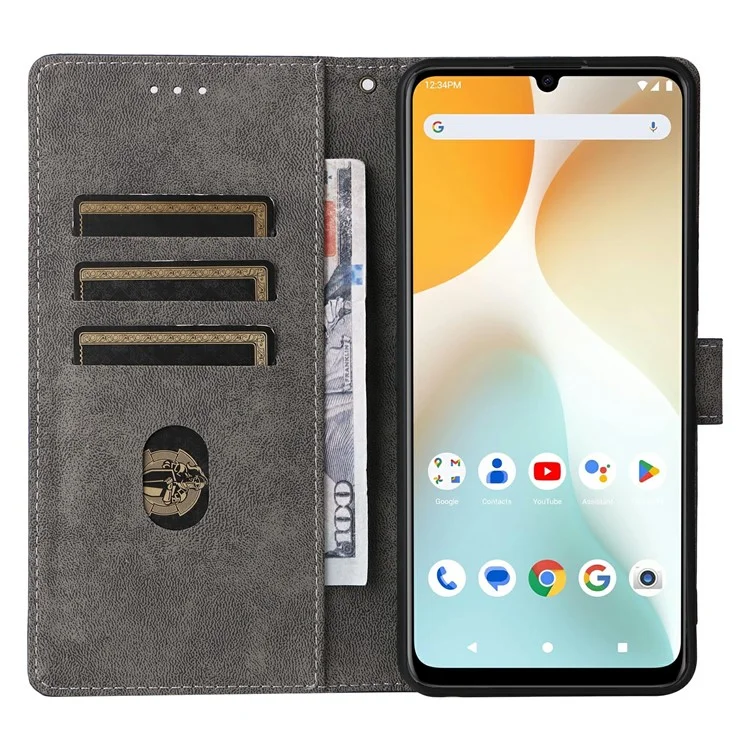 For BLU G64 Wallet Case RFID Blocking PU Leather Cover Stand View - Black