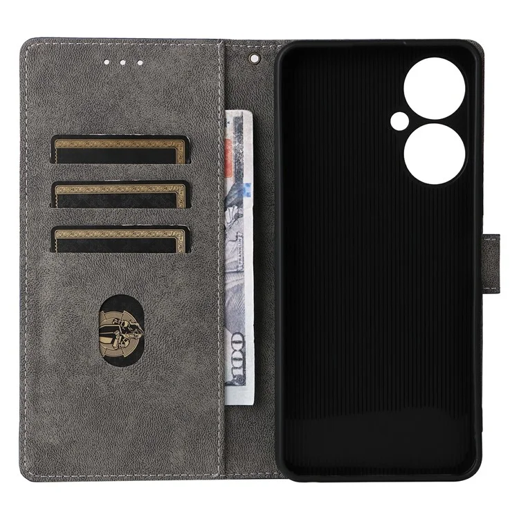 For BLU G64 Wallet Case RFID Blocking PU Leather Cover Stand View - Black