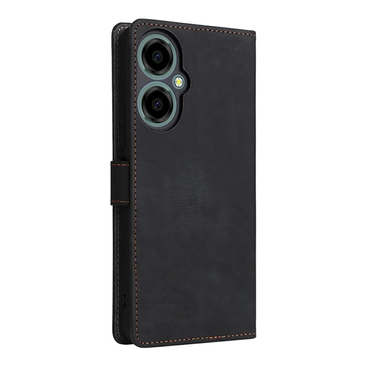 For BLU G64 Wallet Case RFID Blocking PU Leather Cover Stand View - Black