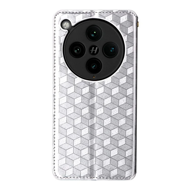 Für Oppo Find X8 Pro 5G Wallet Case Rhombus geprägte Leder Handyhülle - Silber