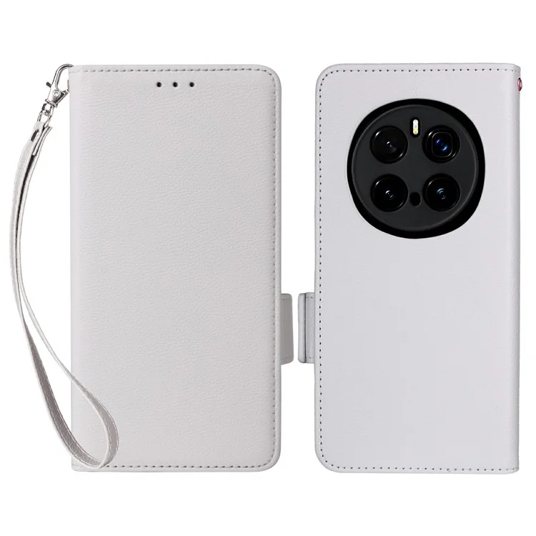 Funda para Honor Magic7 Pro 5G con textura de litchi, de piel PU y tapa con cartera - Blanco