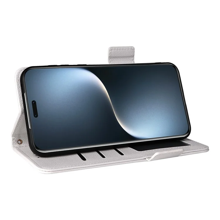 Funda para Honor Magic7 Pro 5G con textura de litchi, de piel PU y tapa con cartera - Blanco