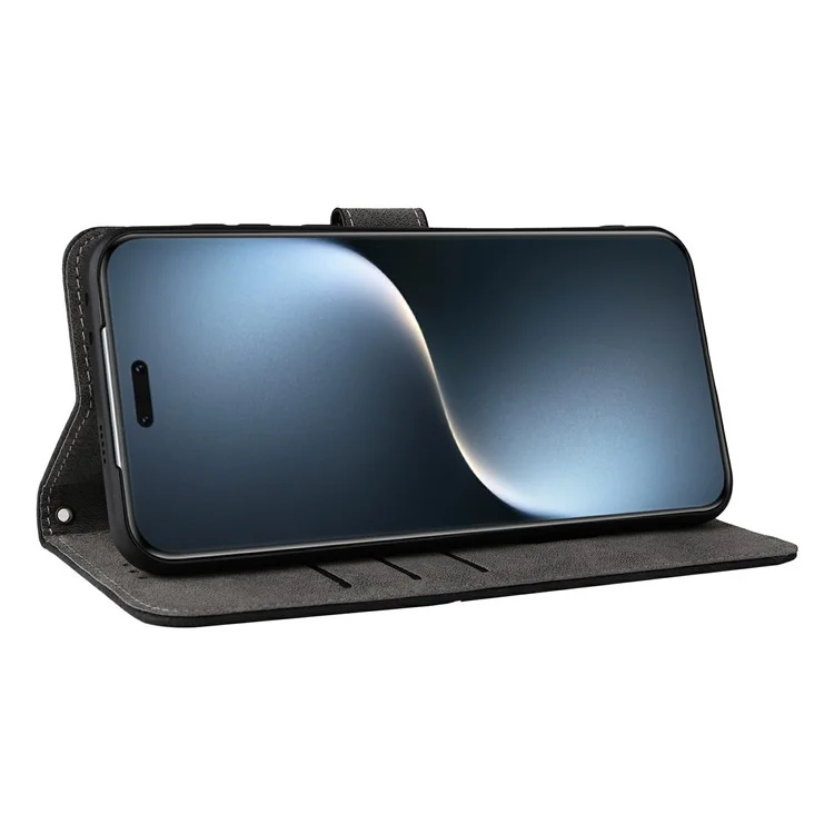 For Honor Magic7 Pro 5G Wallet Case RFID Blocking PU Leather Cover Stand View - Nero