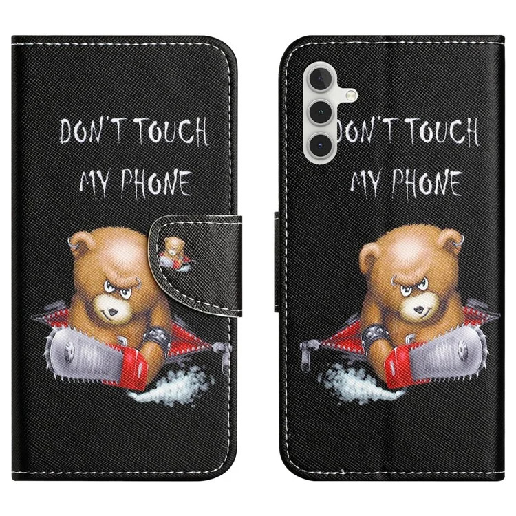 For Samsung Galaxy A26 5G Leather Case Pattern Printing Cross Texture Phone Cover - Bear