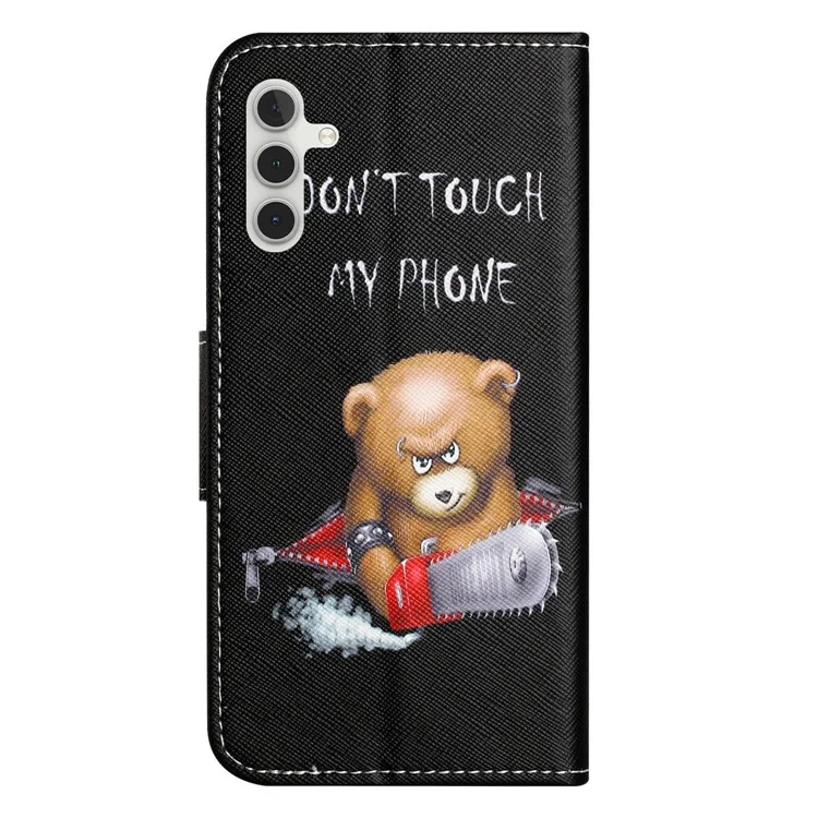 For Samsung Galaxy A26 5G Leather Case Pattern Printing Cross Texture Phone Cover - Bear