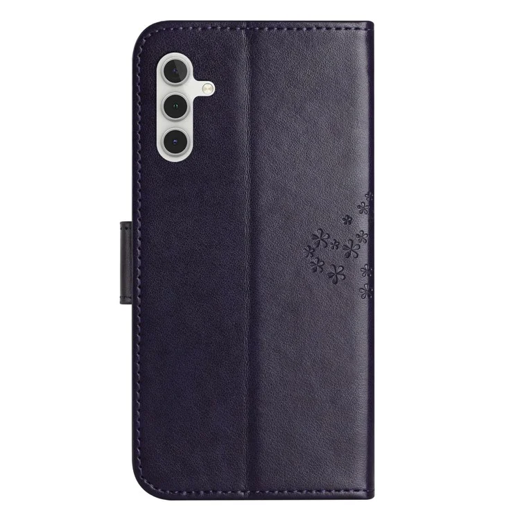 Für Samsung Galaxy A26 5G Hülle PU-Leder Eule Baum geprägt Brieftasche Handyhülle - Dunkelviolett