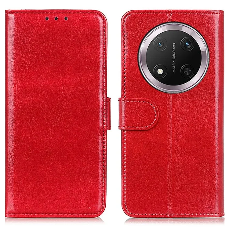Funda para Honor X9c 5G, textura de caballo loco, cubierta de teléfono de piel PU con soporte - Rojo