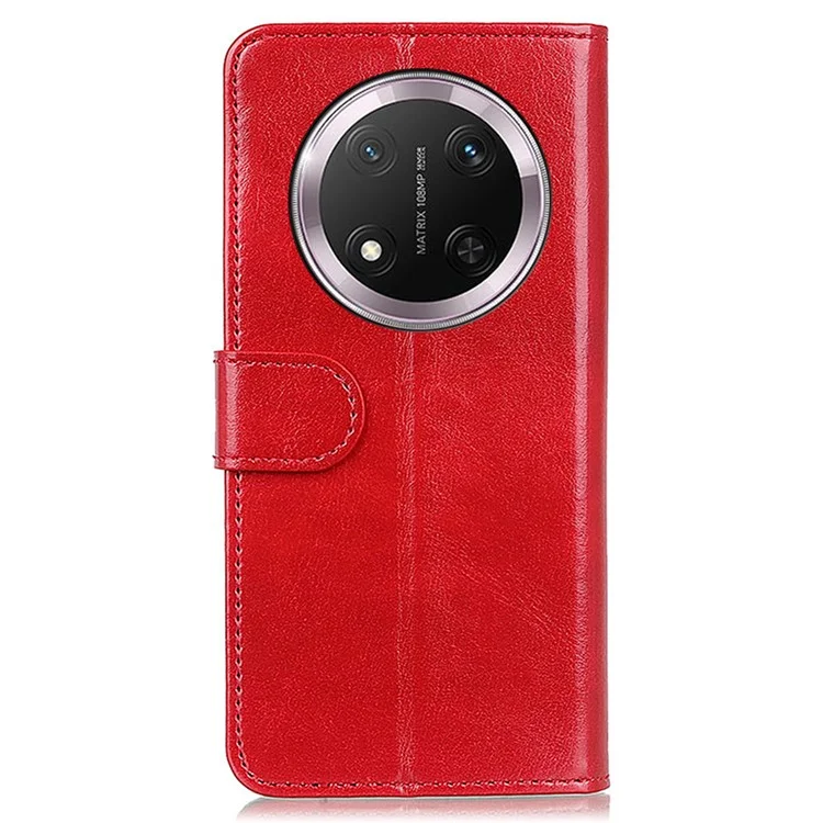 Funda para Honor X9c 5G, textura de caballo loco, cubierta de teléfono de piel PU con soporte - Rojo
